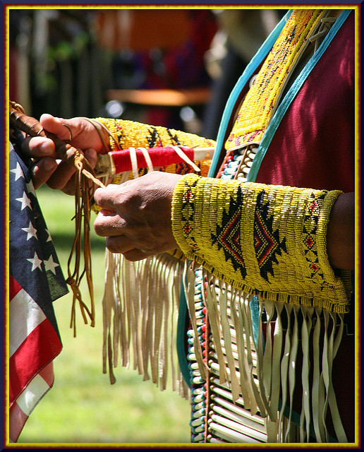 Native American Man With American Flag