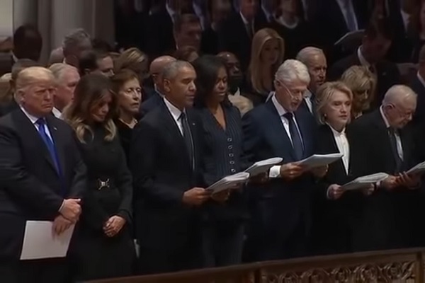 Trump Taking Flak for Not Reading the Apostles’ Creed at Former President’s Funeral